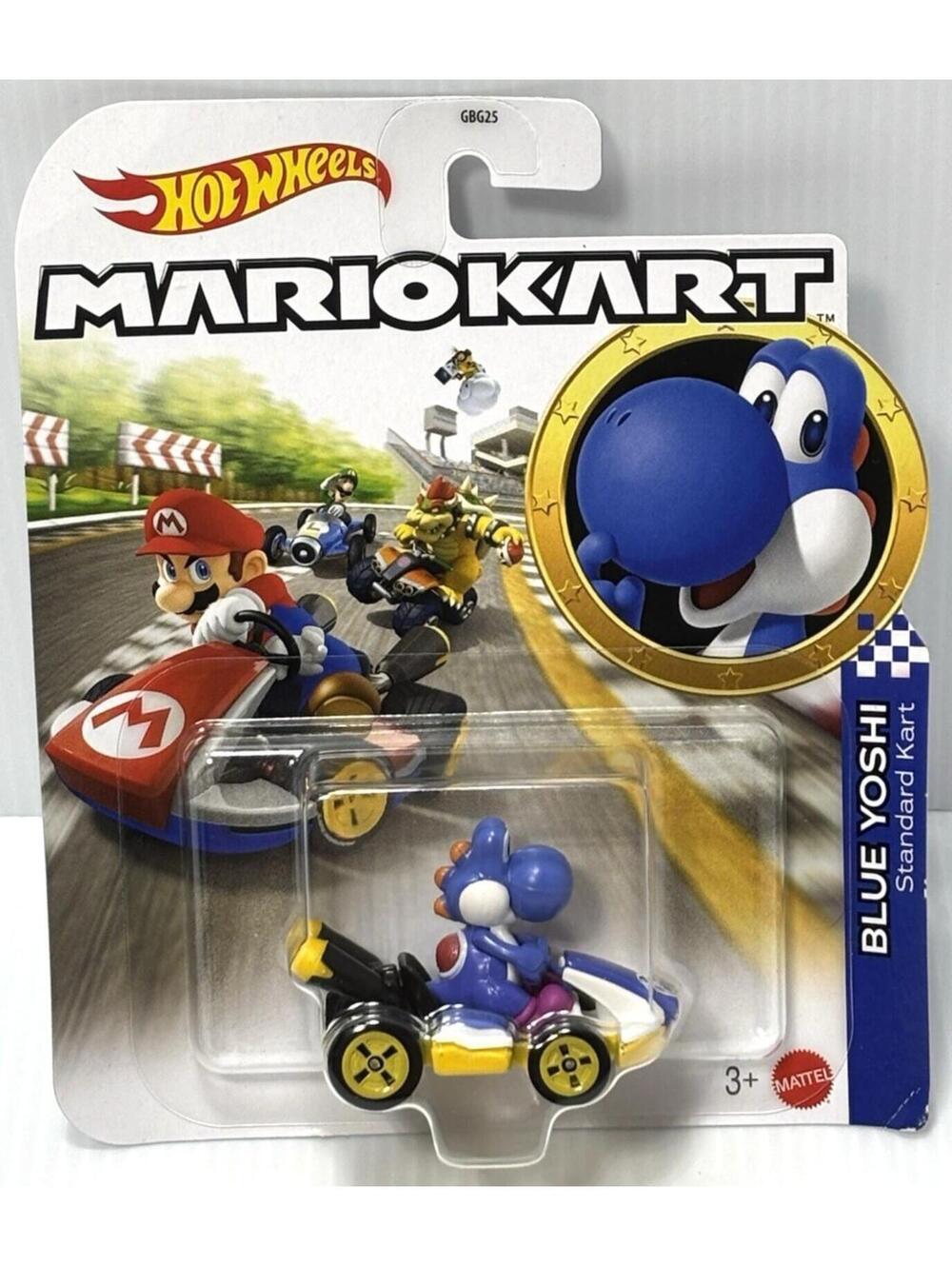 Hot Wheels Super Mario Kart BLUE YOSHI Standard Kart 1:64 Die-Cast Car -NEW!